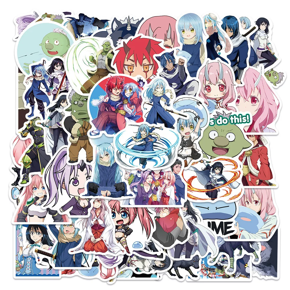 Anime 50pcs When I was reincarnated .it was slime Rimuru Tempest benimaru Cartoon suitcase hand account sticker stickers