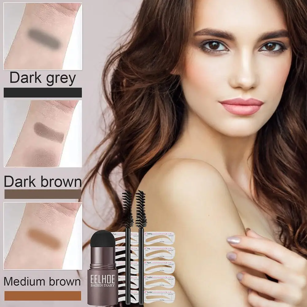VIP 2023 Professional Eyebrow Stamp Shaping Kit Set Gel Stamp Makeup Kit Magic Eyebrow Stencils Eyebrow Brushes