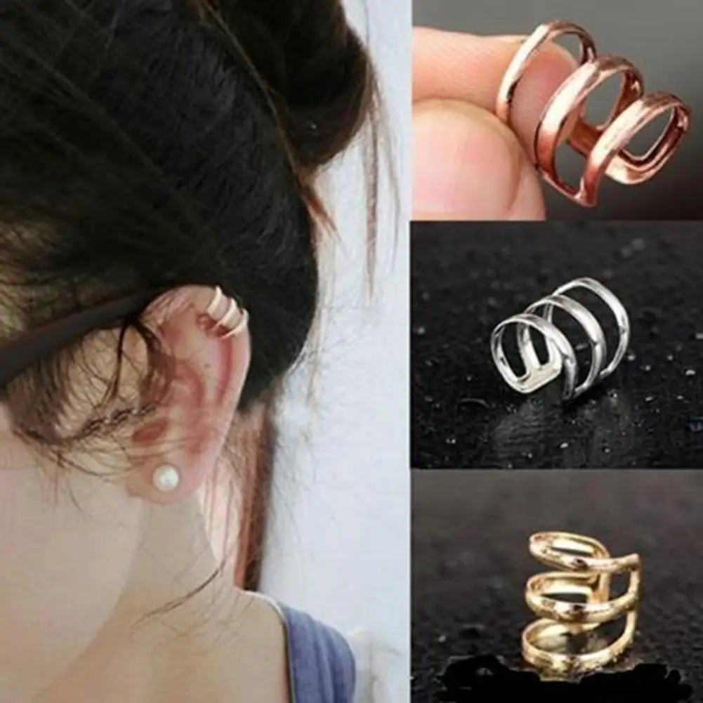 1Pc Clip Earrings for Women Men Ear Clip Cuffs for Women Punk Rock Earcuff Non Piercing Ear Cuff Clip On Earrings Unisex Earings