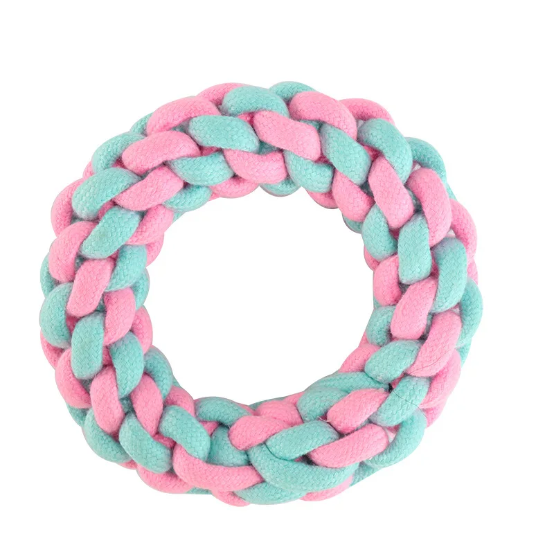 Pet Dog Chew Toy  Powder Blue Cotton Rope Knot Toys Combination Bite Molar Interaction Puppy Teething Toys Pet Supplies