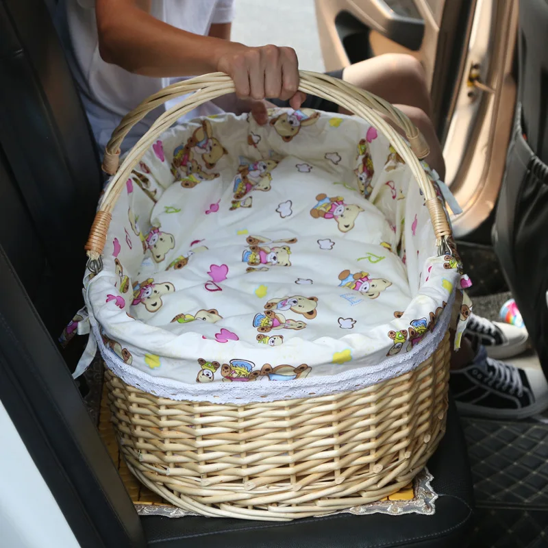 0-20 months Baby cradle bed rattan sleeping basket portable car hand basket newborn baby rattan bed small shaker