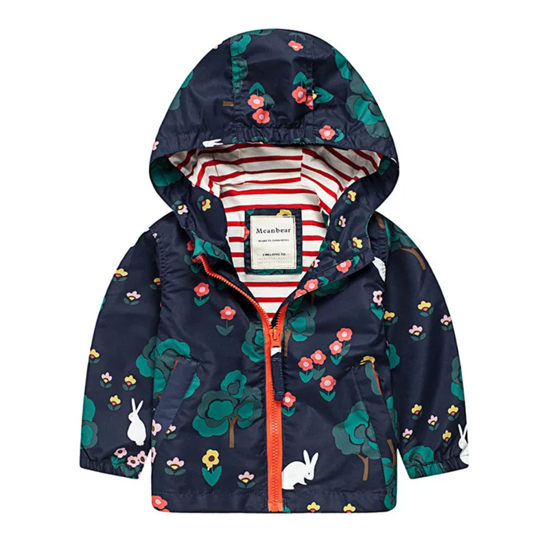 BINIDUCKLING Fashion Jacket For Kids Boys Girls Printed Hooded Zipper Children Windbreaker Autumn Fall Boy Fleece Coat Jacket