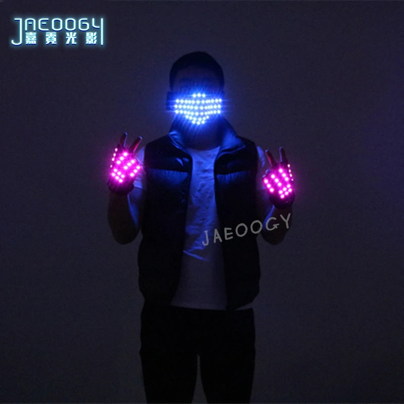 LED Fluorescent Light Gloves, Night Field, Laser Show, Dance Light Mask, Robot Dance, Creative Props, Free Shipping