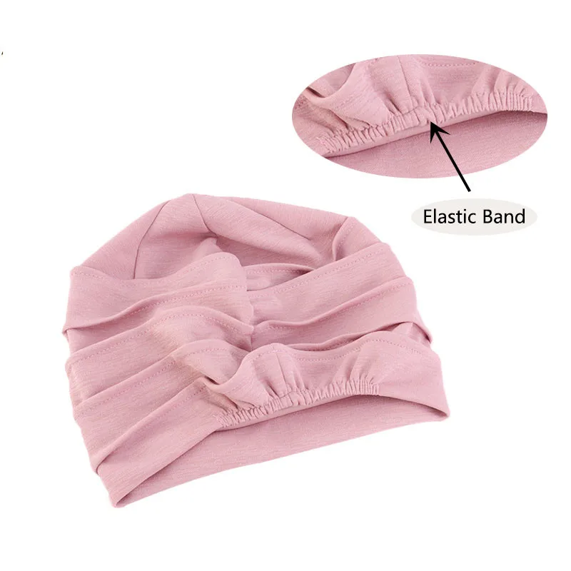 Women Breathe Hat New Women's Hijabs Turban Elastic Cloth Head Cap Hat Soft Ruffle Cancer Chemo Cap Muslim Scarf Cap Wholesale