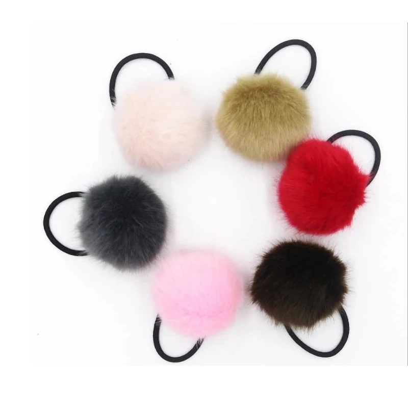 

10pcs/ 6cm Soft Furry Hair Ties Ball Rope Women Girls Pompon Hair Holder Band Ring Hair Holder Hair Accesories