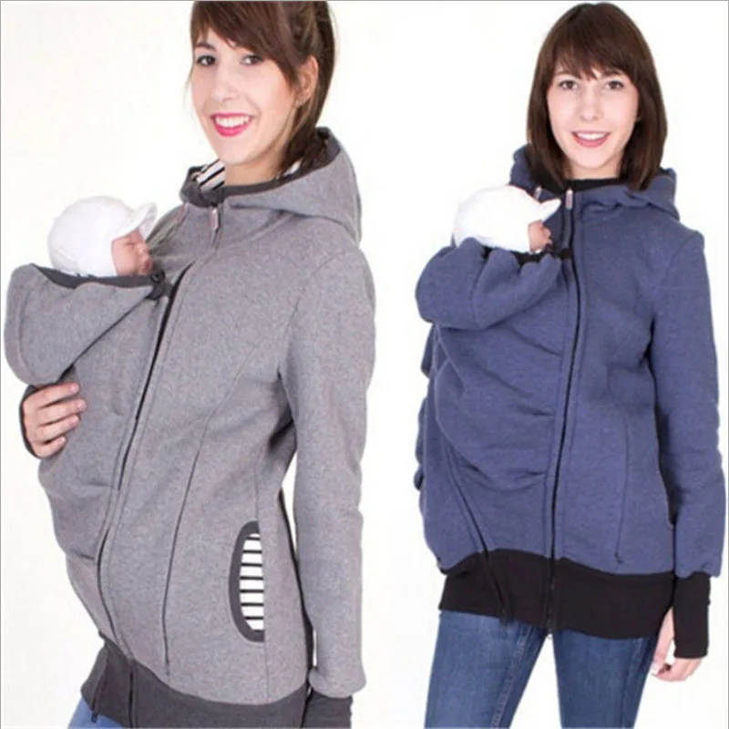 New 2021 Fashion Baby Carrier Jacket Kangaroo Warm Maternity Hoodies Women Outerwear Coat For Pregnant Womens Maternity Clothes