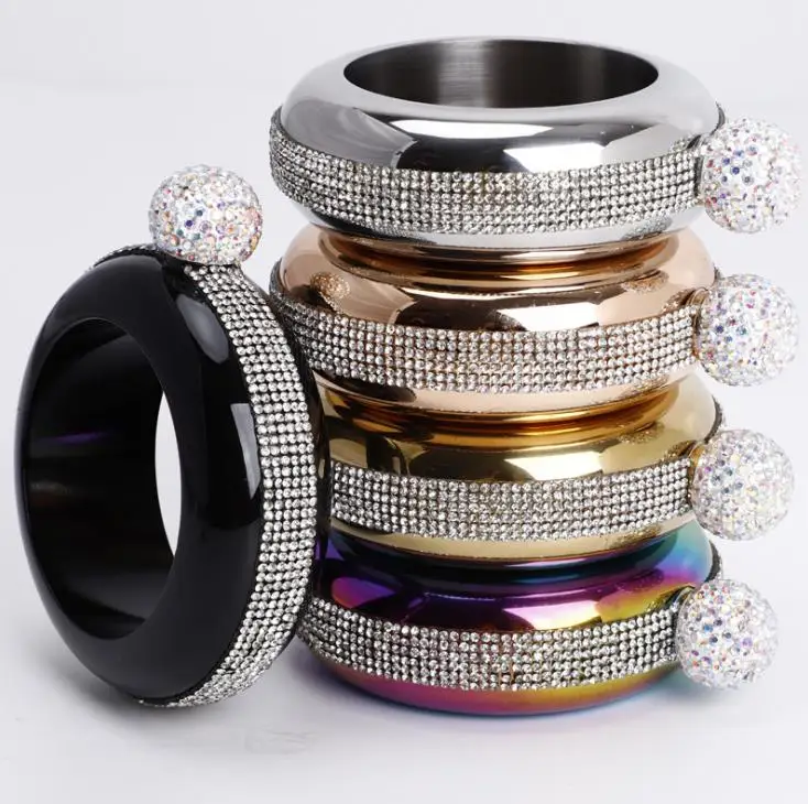 Stainless Steel Hip Flask Rhinestone Bracelet 3.5oz Portable Flagon Fashion Round Whisky Wine Alcohol Bottle SN3613