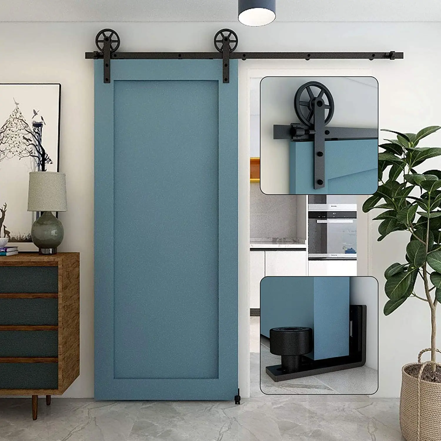 

Оборудование для раздвижной двери сарая Kit направляющая для напольной двери сарая, прочная направляющая для раздвижных дверей повышенной прочности, подходит для максимально широких дверей 42 дюйма