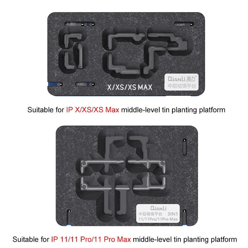 Qianli BGA Reballing Stencil for iPhone 14 13 12 11 Pro Max XS X Motherboard Middle Layer Planting Tin Platform Fixture