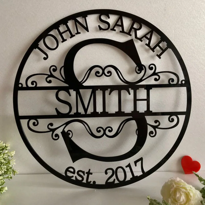 Personalized Laser Cut Acrylic  Any Name  Wall Decor, Monogram Sign Outdoor Hanging,EST photo prop wall sign,Housewarming Gift