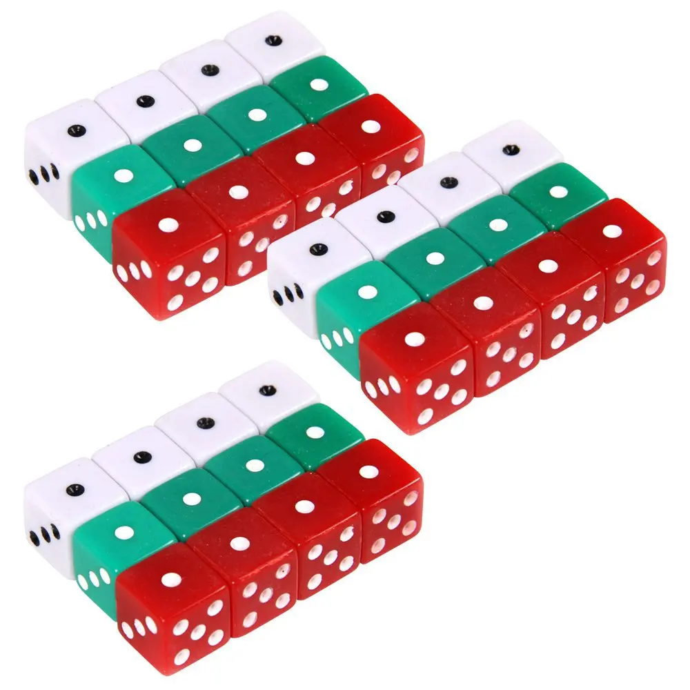 

10Pcs/set Acrylic Color Square Corner Dice Board Game Mahjong Accessories Red Green White 1.6CM