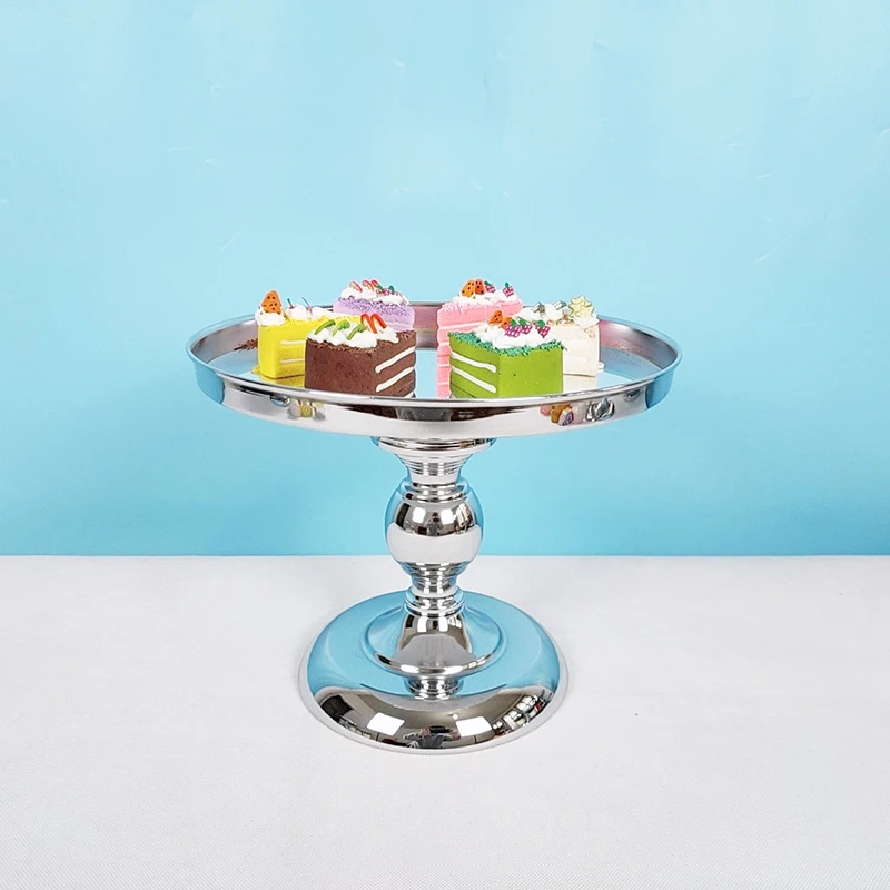 Silver&Gold  Mirror Cake Stand Electroplating Metal Cupcake  Wedding Party Dessert Table Decoration