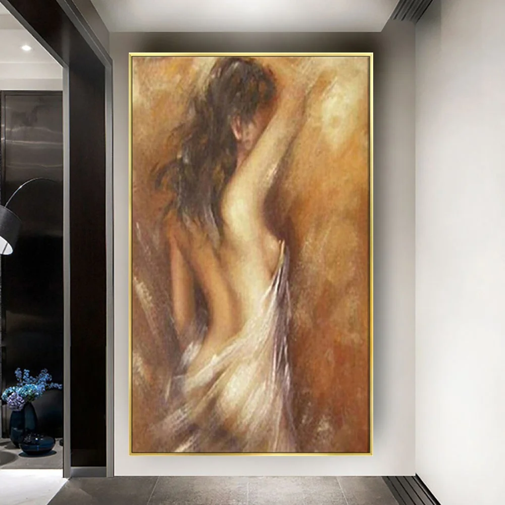 Classic Body Art Posture Canvas Picture Hand-painted Character Oil Painting Delicate Scraper Wall Painting Modern Wall Decor Art