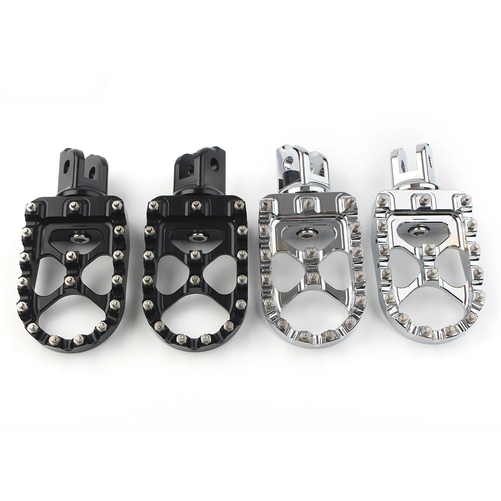 MX Style Motorbike Footpegs Front Wide Foot Peg For Harley Softail Models 2018-2019 Black/Chrome CNC Aluminum