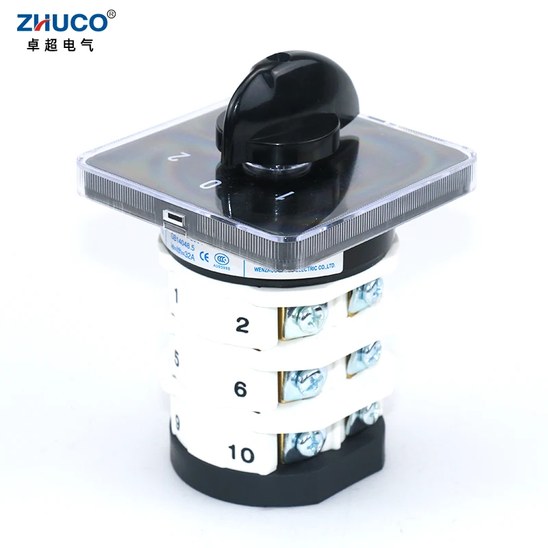 ZHUCO SZL9-32/3 1-0-2 ON-OFF-ON 32A AC440V 3 Positon 3 Phase Silver Contact Selector Changeover Cam Welding Machine Switch