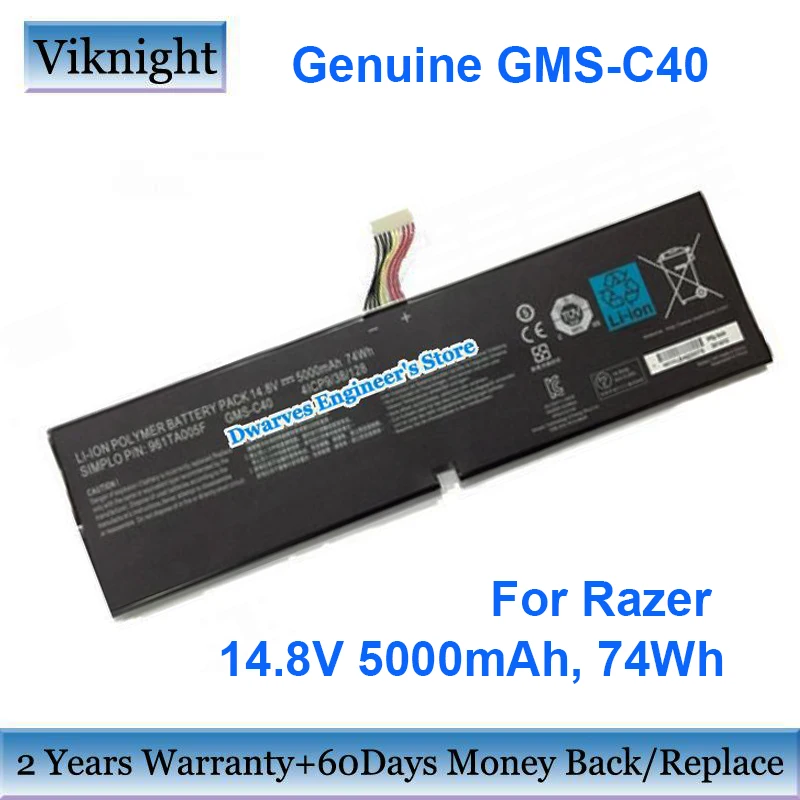 Genuine GMS-C40 14.8V 5000mAh 74Wh Laptop Battery For Razer Blade Pro 2013 2015 17 RZ09-0099 RZ090130 Rz09-0130 961TA005F