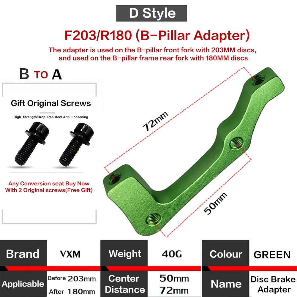 VXM Bicycle Disc Brake Mount Adapter Bracket Hydraulic IS PM A B to PM A Disc Brake Mount Adapter for MTB 160 180 203mm rotor