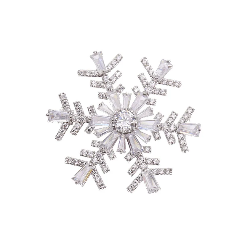 Snowflake Shinning Zircon Breastpin Settings Women DIY Brooch Components