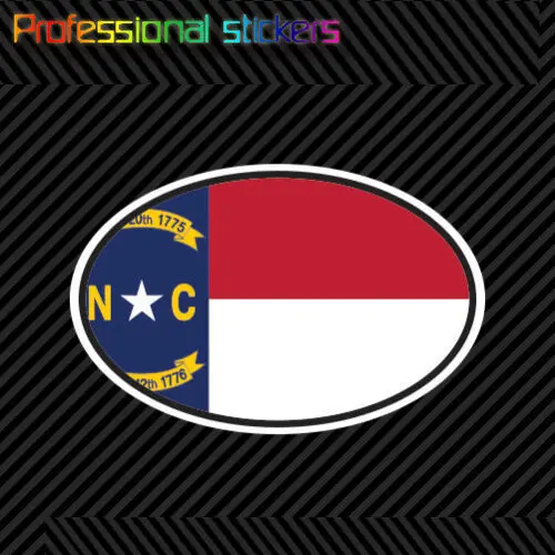 North Carolina State Vlag Ovale Sticker Gestanst Decal V4 Nc Stickers Voor Auto, Rv, Laptops, Motorfietsen