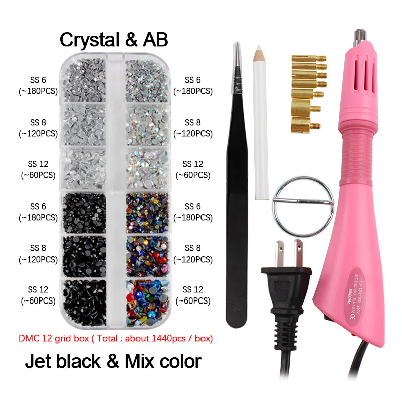 High quality Hotfix Rhinestones Set /Hot Fix Rhinestones Hotfix Applicator Set/ Crystal Glass Rhinestone DLY Set Iron-On