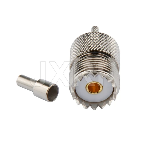 Imagen 2 del producto Conector JX RF SO239 UHF hembra engarzado para RG316 RG174 RG58 LMR195 RG142 cable Coaxial puente Pigtail