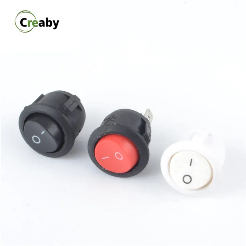 220V AC Rocker Switch ON/OFF 2 Position 2 Pins Toggle Switch Push Button Power Switch Red Black White