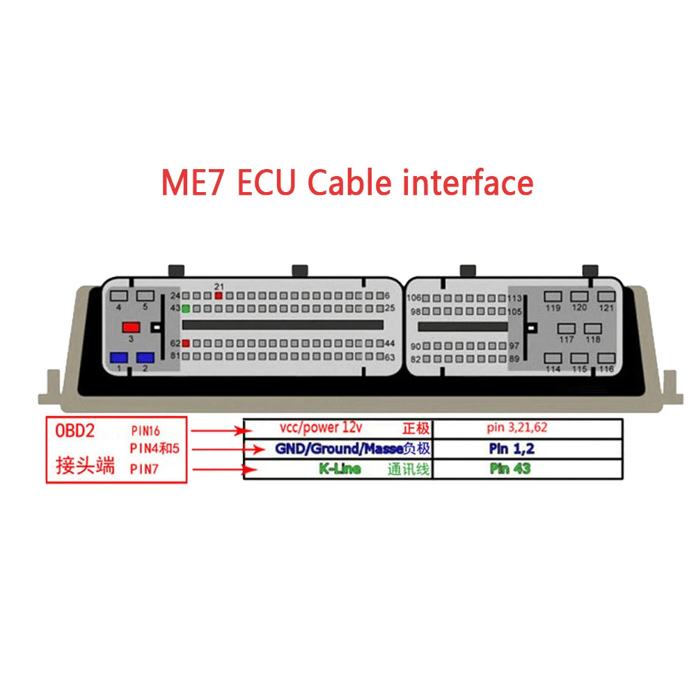 81 Pin ME7 ECU teşhis araçları OBD adaptörü otomobil OBD2 uzatma kablosu VAG grubu benzinli araçlar