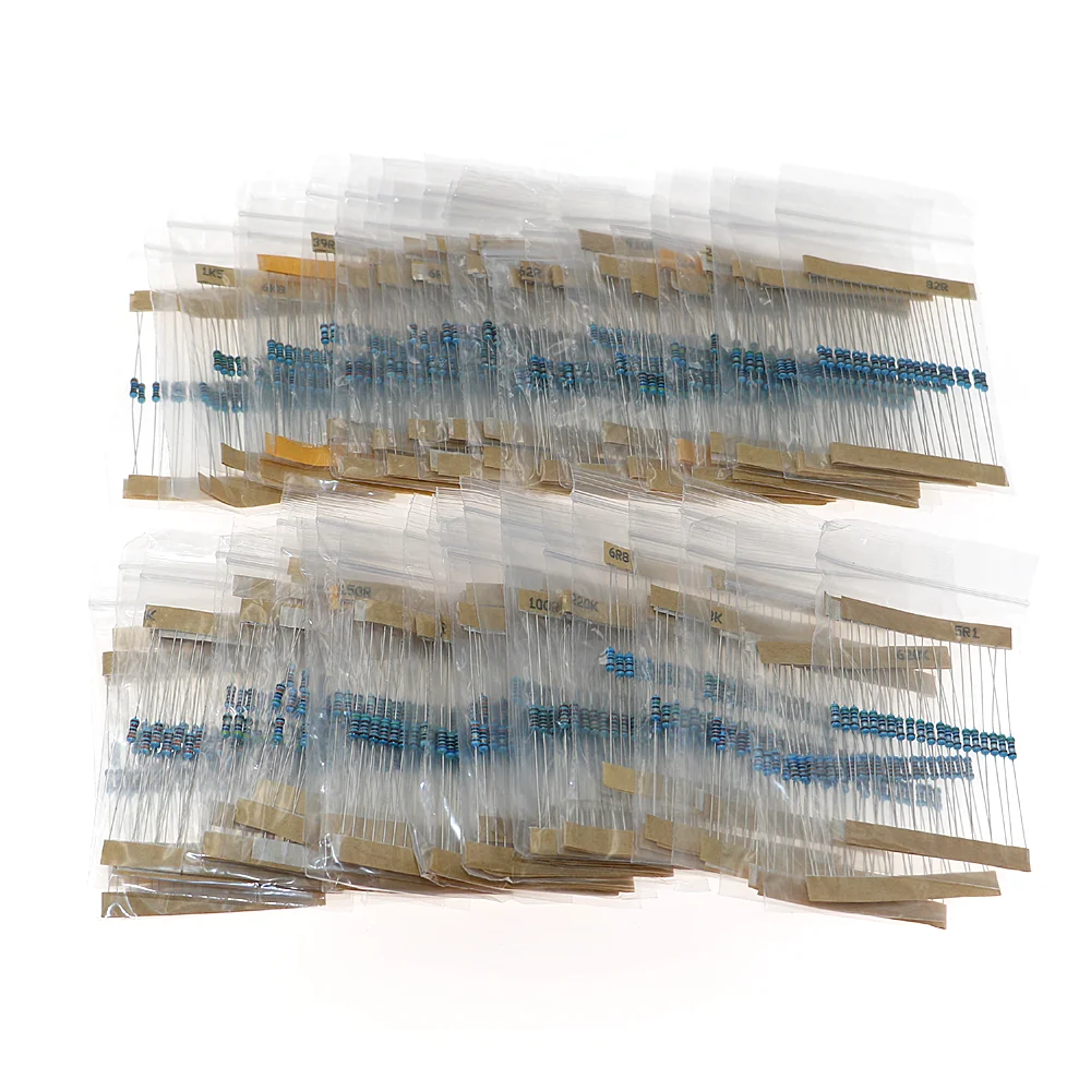 

2600pcs/Box 130 Kinds 1/4W 0.25W 1% Metal Film Resistors Assorted Pack Kit Set Lot Resistors Assortment Kits Fixed capacitors