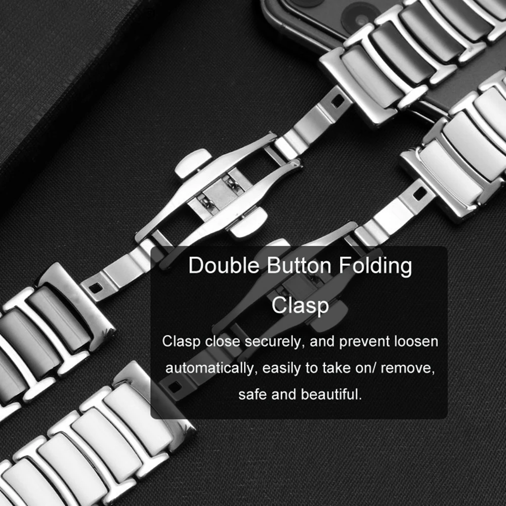 Ceramic Watchband For Samsung Galaxy Watch 4 6 Classic Stainless Steel Metal Strap Bracelet For Galaxy Watch 4 5 6 7 40mm 44mm