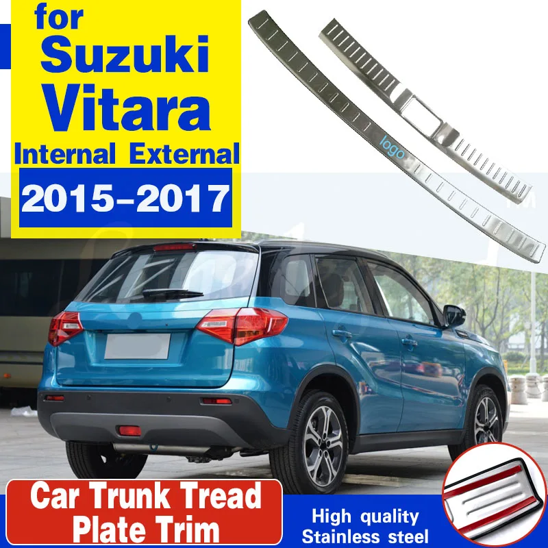 

Car styling stainless steel Internal External Rear Bumper Protector Sill Car accessories for Suzuki Vitara 2015-2017 Car-covers