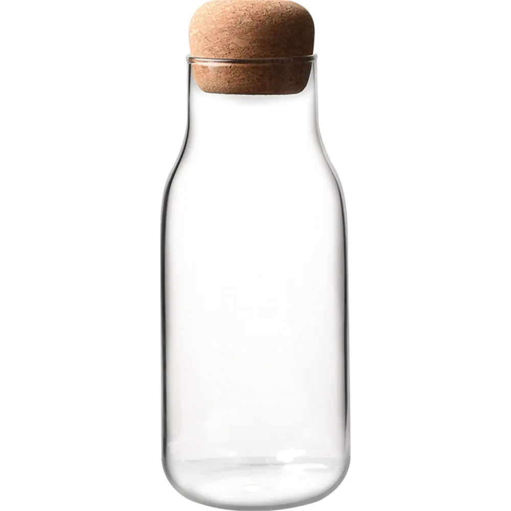 Cork Lid Sealed Jar Juice Water Milk Glass Bottle Kitchen Storage Container Jars for Tea Coffee Beans Spice Sugar Cereal