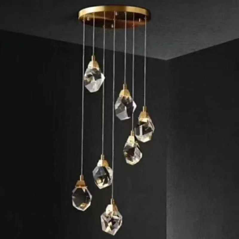 

Pendant Lights Bedroom Luxury Full Copper Crystal Nordic Lamp Luminaire Suspension Decoration Salon Hanging Lamp 220V