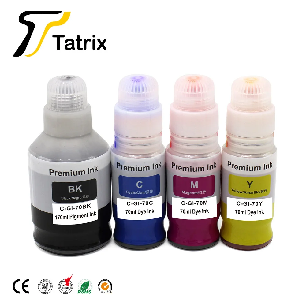 gi70 GI-70 ink Tatrix GI70 GI 70 Compatible Water Based Bulk Bottle Refill Inkjet Ink GI-70 for Canon PIXMA G6010 Printer