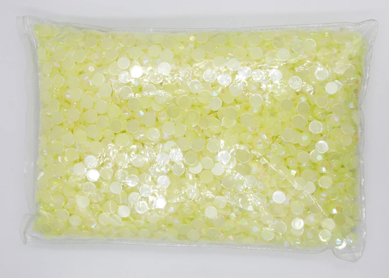 

Jelly Jonquil AB Color 1.5~7mm Flat Back Round Acrylic Rhinestones Beads ,3D Acrylic Nail Art / Garment Decoration