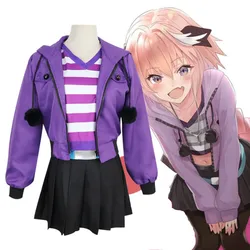 Anime Fate Casual Outwear Clothes Purple Uniforms Full Sets Wig Stocking Headwear Dress Apocrypha Astolfo Cosplay Costumes
