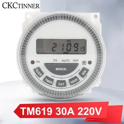 220V Timer Switch7 Days Weekly Programmable Digital Timer LCD 1.6 Inch Lighting Switch Inside Battery with Dustproof Cover