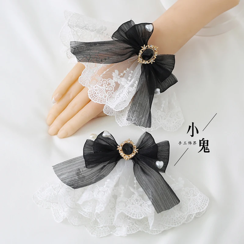 Multi-Color Japanese Flower Wedding Sweet Lace Lolita Hair Accessories Dark Red Lolita Snow Yarn Bow Oversleeves Bracelet