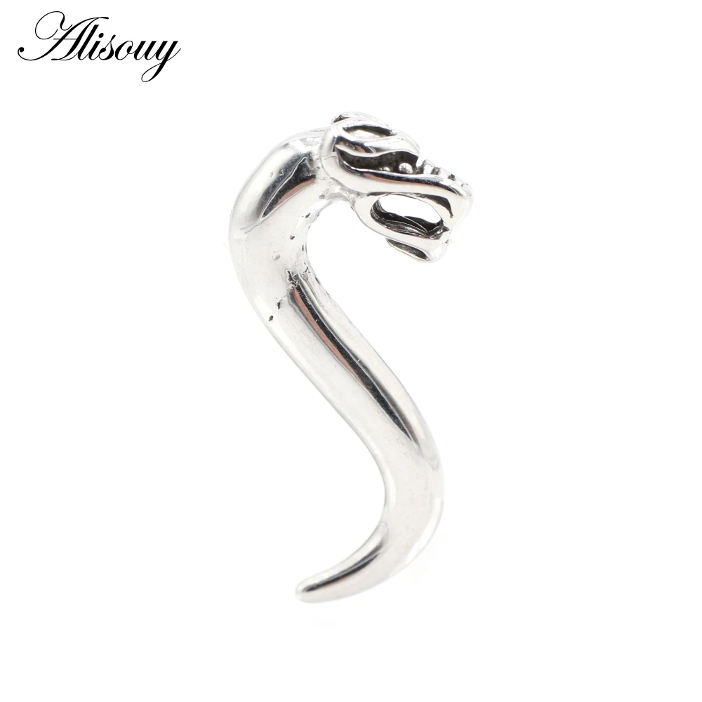 Alisouy 1pc Stainless Steel Animal Spiral Snail Dragon Squid Ear Weights Ear Tunnels Plugs Expander Gauges Body Piercing Jewelry