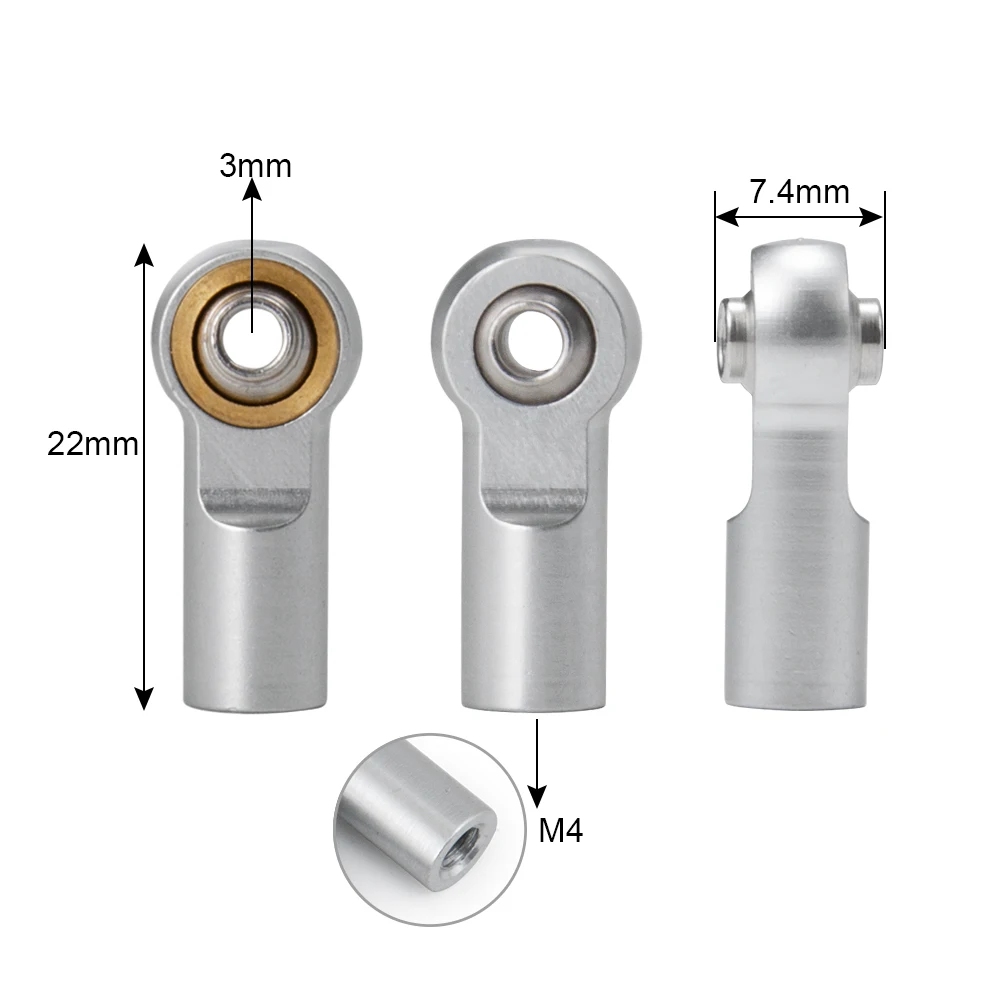 AXSPEED-Joint d\'amortisseur à rotule en métal, lien figuré, lien aught, Joendocfor Axial SCX10 Tamiya CC01, 1/10 RC Inoler Parts, dernière extrémité