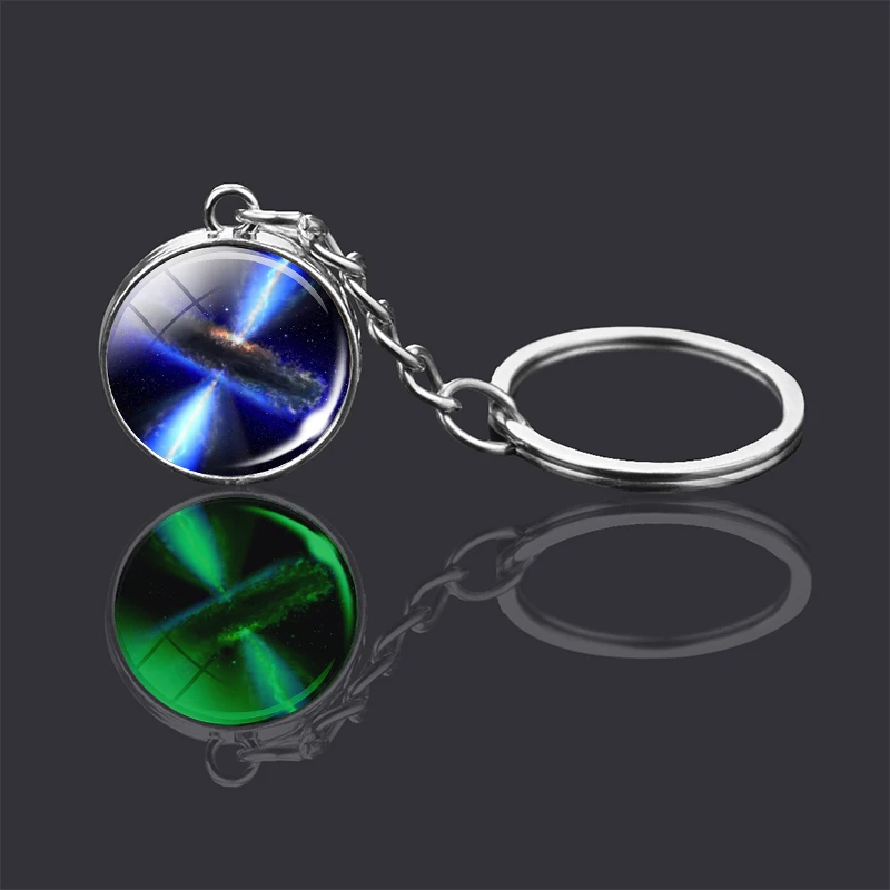 Glowing Milky Way Planet Glass Ball Keychain Solar System Galaxy Moon Earth Pendant Keyring Luminous Car Key Chains Men Jewelry