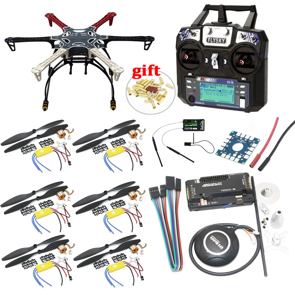 F550 Hexacopter Frame With Landing Gear kit w/ APM2.8 Flight control 7M GPS A2212 1000KV 30A ESC Flysky FS-i6 TX For Rc Drone