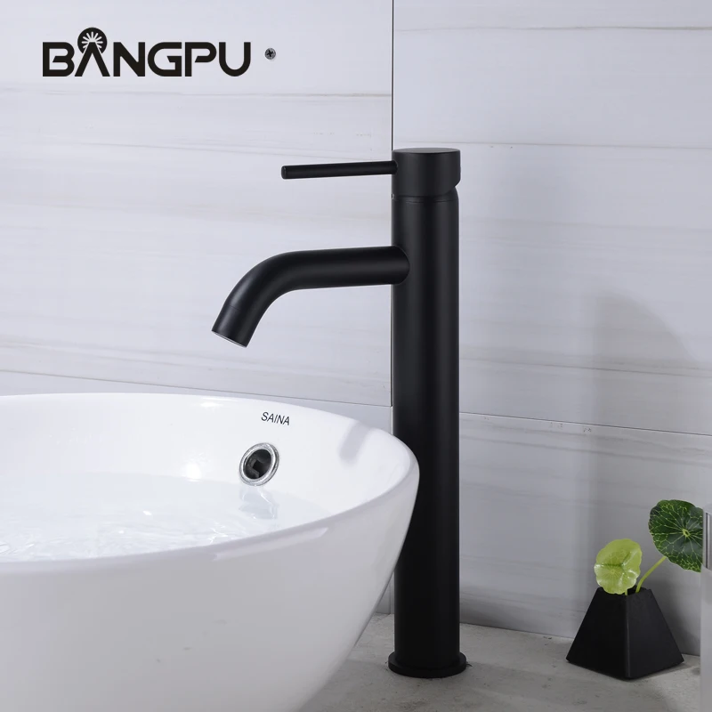 BANGPU 1 Hole Basin Sink Faucet Single Handle Bathroom Faucet Black Sink Faucet Bathroom Tap Stream Sprayer Nozzle Deck Mounted