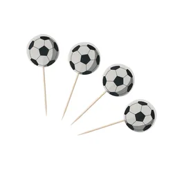 Adornos para tartas con temática de fútbol para niños, accesorios para cupcakes de fútbol con palos, decoración para Baby Shower, 24 unids/paquete