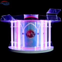 2024 AKLIKE Cheap Acrylic Night Bar Dj Booth , Organic Glass Night Club Dj Facade, Night Led Dj Booth For Bar