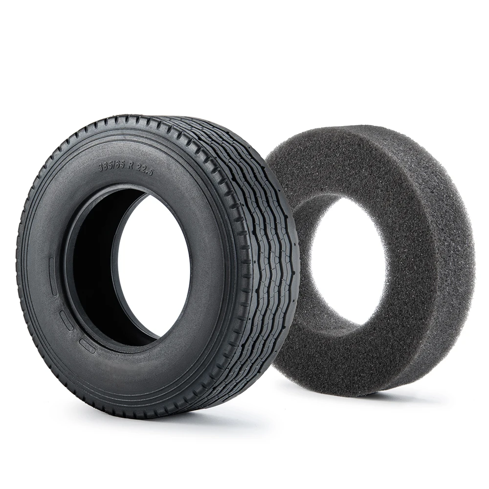 AXSPEED 1/2/4Pcs Rubber Front Wheel Tires w/ Foam 385/65 R 22.5 for Tamiya 1/14 RC Trailer Tractor Truck Car Model Upgrade Parts