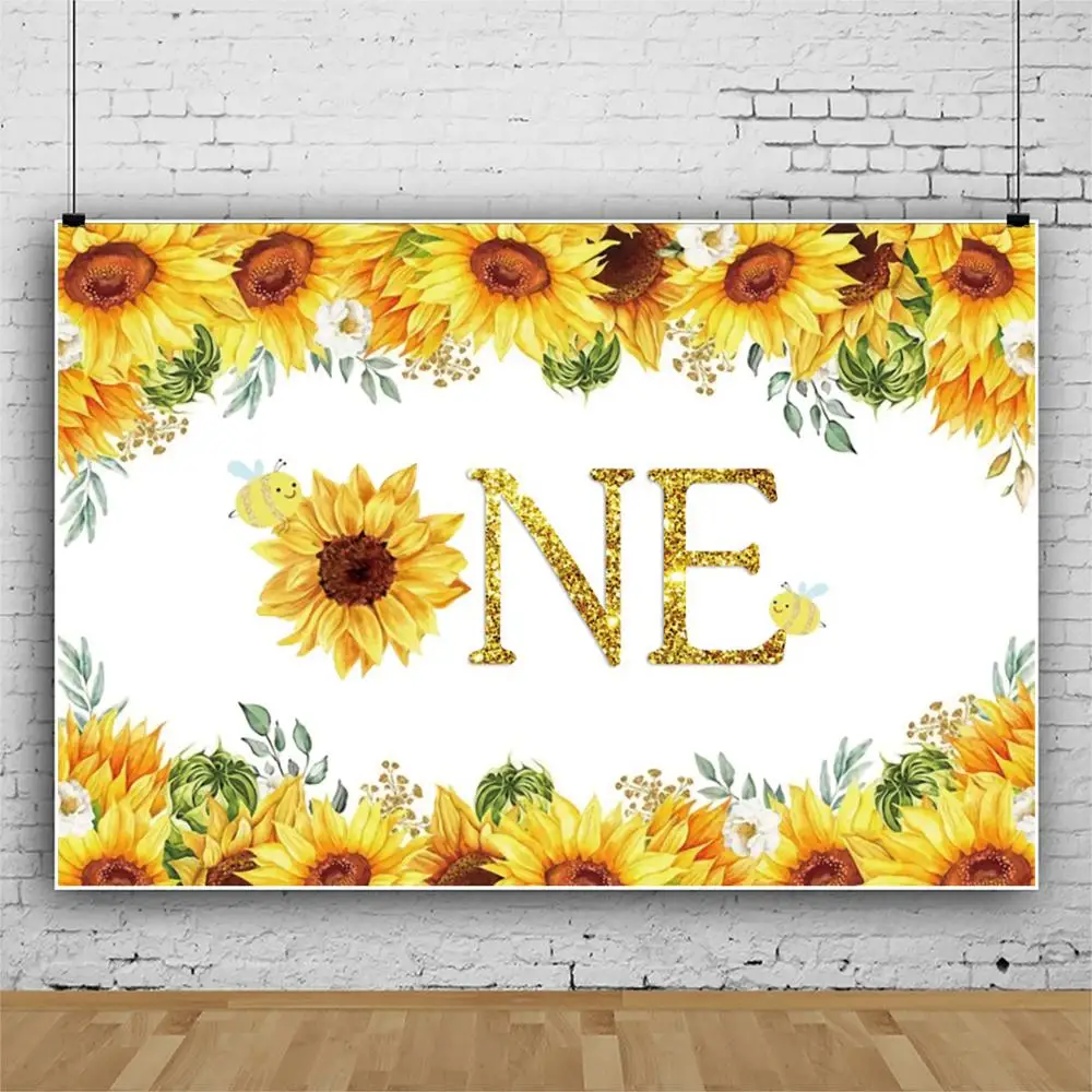 Sunflower Baby 1st Birthday Party Photography Backdrop Newborn Baby Shower Kid Portrait Photocall Background Decor Photo Studio