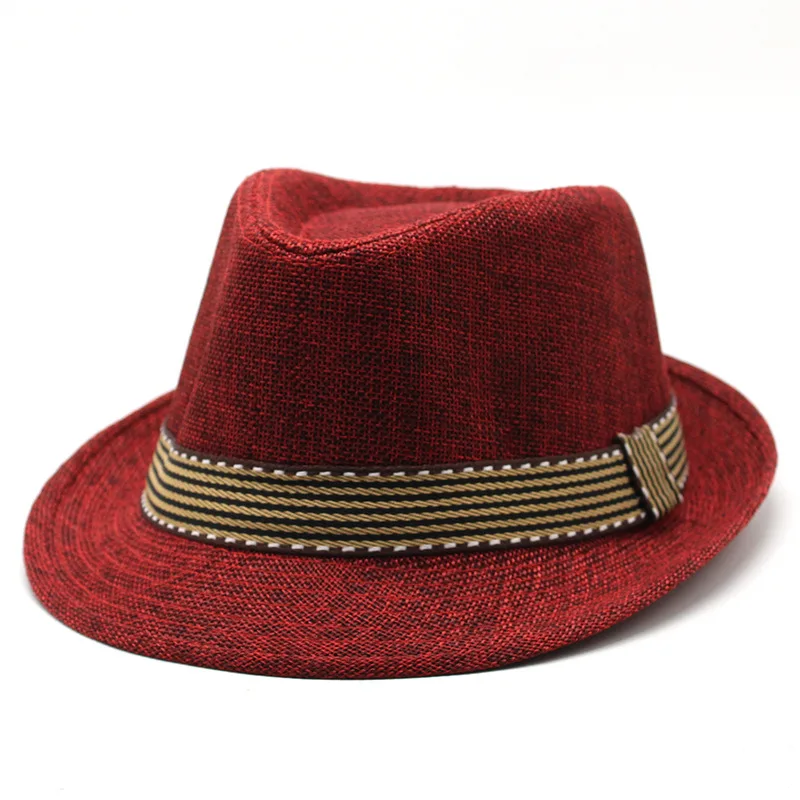 Four Seasons Straw Hat Jazz Cap Hats For Men Woman Belt Wide Brim Panama Gentleman Fashion Church Men Fedoras Wholesale