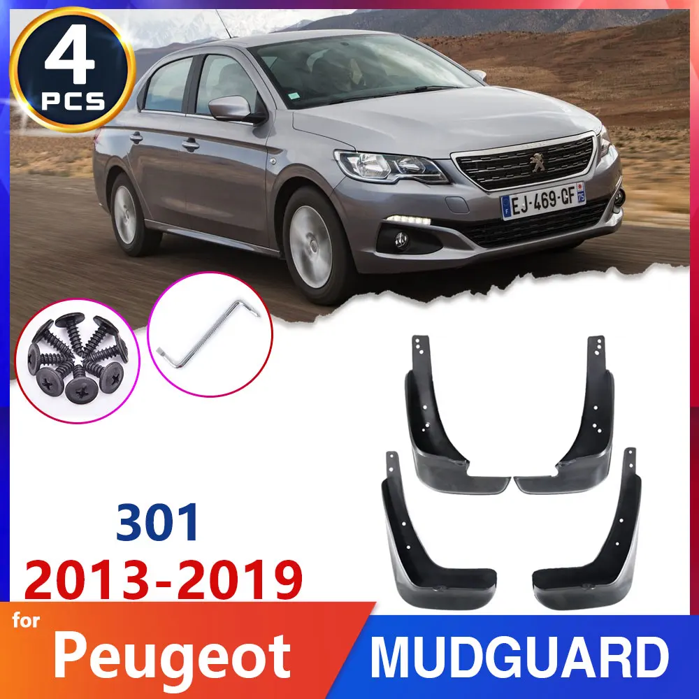 Car Mud Flaps Fender for Peugeot 301 2013~2019 2014 2015 2016 2017 2018 Mudflap Mudguards Tire Guards Auto Accessories Stickers