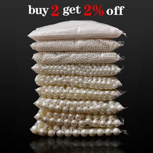 10-1000 pcs/lot 3-20mm straight holes acrylic imitation pearl beige Round Bracelets for DIY Crafts Jewelry doing supplies 8 Main Perola Sales - №5
