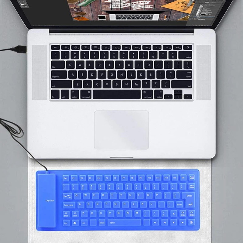 DISOUR-teclado plegable de silicona para PC, portátil, tableta, portátil, Flexible, con cable para juegos, Mini USB, 85 teclas